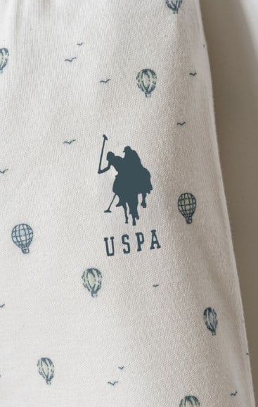U.S. Polo Assn. Erkek Bebek Balon Baskı Kısa Kollu Pijama Takımı 6 Ay-3 Yaş BEYAZ