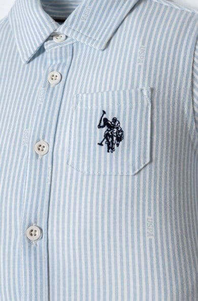 U.S. Polo Assn. Erkek Bebek Çizgili Pamuklu Gömlek Takım 6 Ay-3 Yaş MAVİ