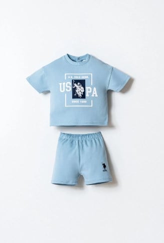 U.S. Polo Assn. Erkek Bebek Şortlu Takım 6 Ay 3 Yaş MAVİ