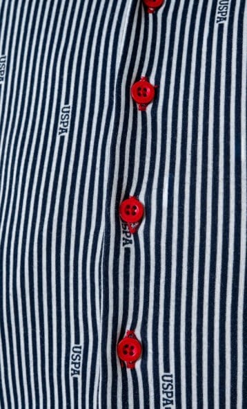 U.S. Polo Assn. Erkek Bebek Çizgili Gömlek Pijama Takımı 6 Ay- 3 Yaş BEYAZ