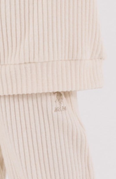 U.S. Polo Assn.Kız Çocuk Fitilli Triko Pijama Takımı 4-8 Yaş BEJ