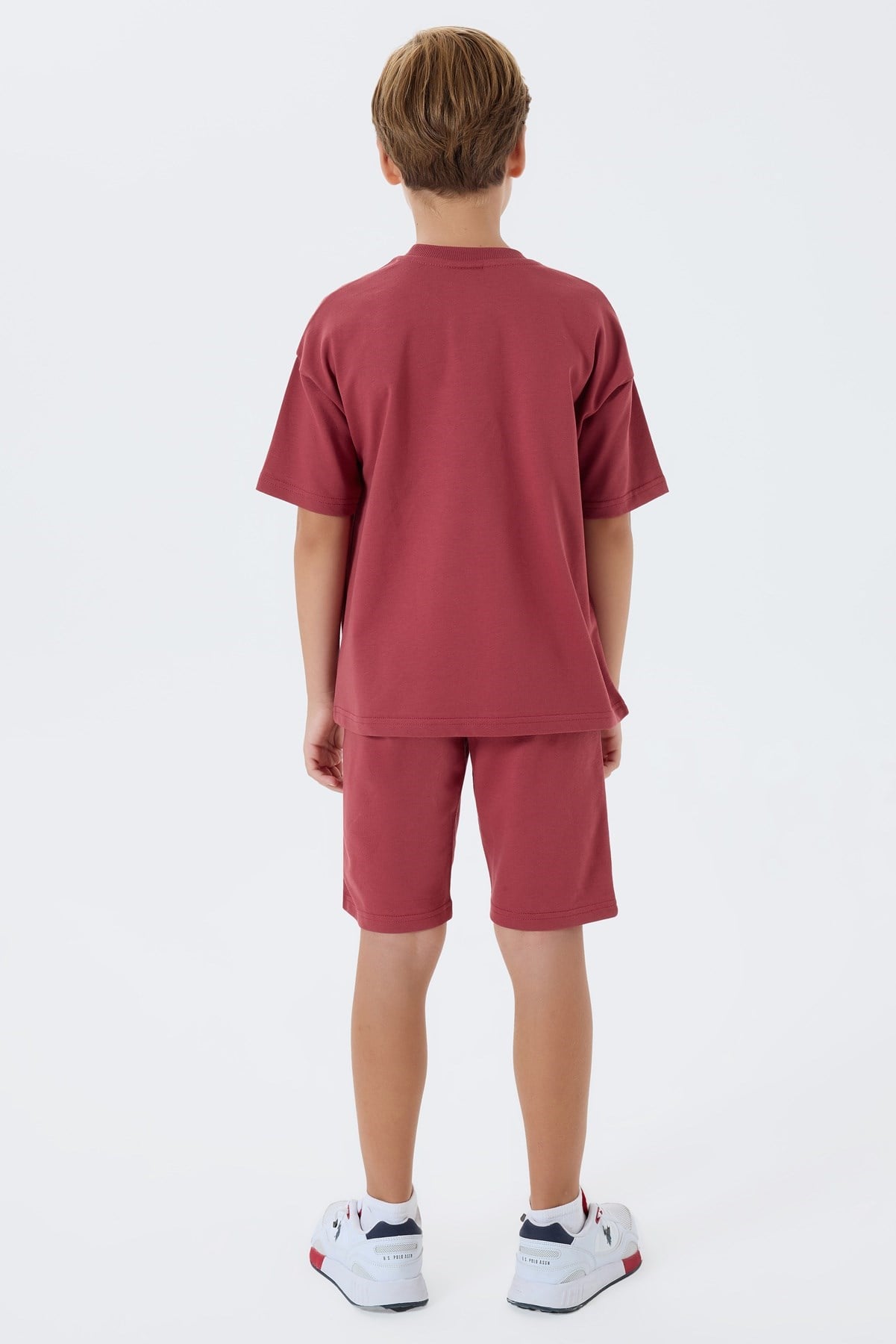 U.S. Polo Assn. Erkek Çocuk Kısa Kollu  Bermuda Takım 9 15 Yaş BORDO