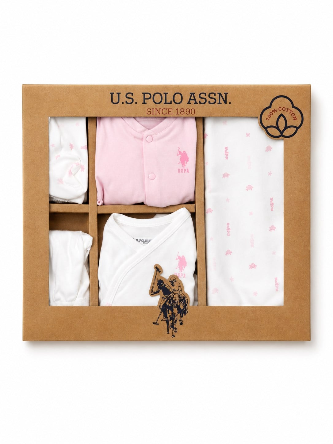 U.S. Polo Assn. %100 Pamuklu Yenidoğan Kız Bebek 10 Parça Hastane Çıkışı Seti 0-3 Ay BEYAZ