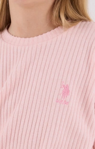 U.S. Polo Assn.Kız Çocuk Fitilli Triko Pijama Takımı 4-8 Yaş AÇIK PEMBE