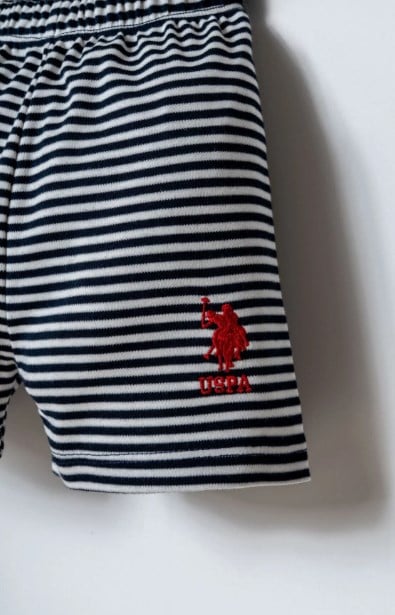 U.S. Polo Assn. Erkek Bebek Çizgili Şortlu Takım 0-3 Yaş BEYAZ