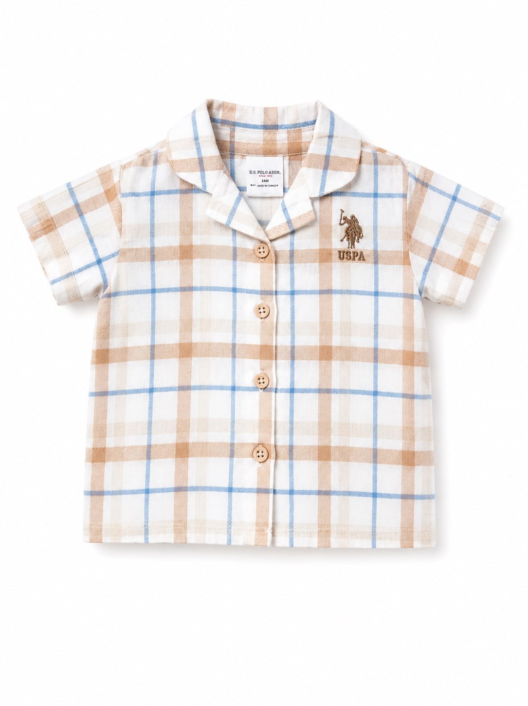 U.S. Polo Assn. Kız Bebek Beyaz Ekose Desenli 2'li Pijama Takımı BEYAZ