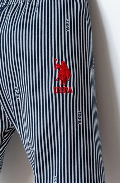 U.S. Polo Assn. Erkek Bebek Çizgili Gömlek Pijama Takımı 6 Ay- 3 Yaş BEYAZ