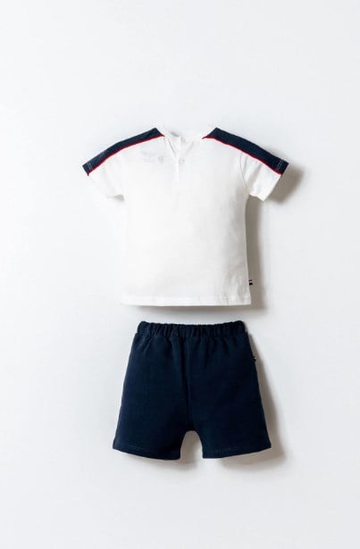 U.S. Polo Assn. Erkek Bebek Lisanslı %100 Pamuklu Şort ve Tişört 2'li Takım 0-3 Yaş BEYAZ