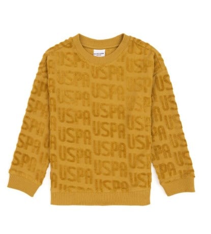 U.S. Polo Assn. Kabartma Yazı Detaylı Çocuk Sweatshirt 4-12 Yaş YAĞ YEŞİLİ