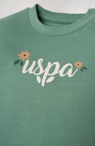 U.S. Polo Assn. Kız Bebek Yeşil Lisanslı Tişört ve Çiçekli Şort 2'li Takım 0-3 Yaş YEŞİL
