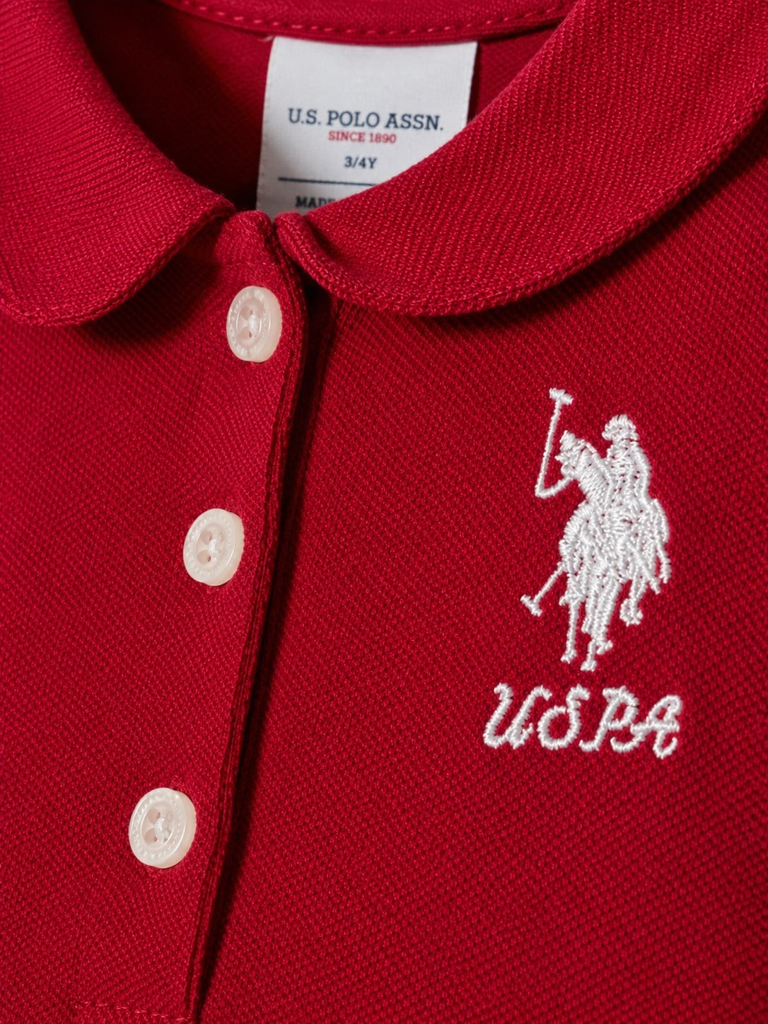 U.S. Polo Assn. Kız Bebek  Polo Yaka Kısa Kollu Örme Elbise 0-3 Yaş KIRMIZI