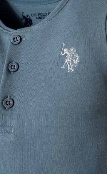 U.S. Polo Assn. Erkek Bebek Basic Yakasi Düğmeli Şort Tulum 3-24 Ay SOFT YEŞİL