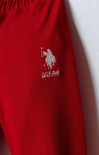 U.S. Polo Assn. Kız Bebek Lisanslı Fırfır Yakalı Tişört ve Eşofman  2’li Takım 0-3 Yaş BEYAZ