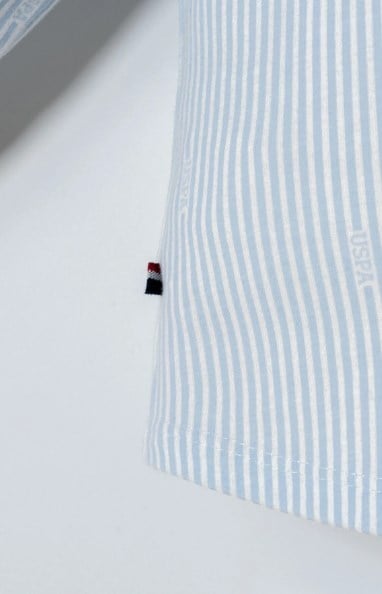U.S. Polo Assn. Erkek Bebek Çizgili Pamuklu Gömlek Takım 6 Ay-3 Yaş MAVİ