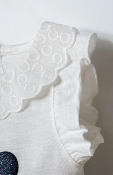 U.S. Polo Assn. Kız Bebek Lisanslı Fırfır Yakalı Tişört ve Eşofman  2’li Takım 0-3 Yaş BEYAZ