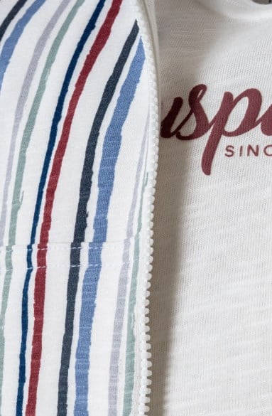 U.S. Polo Assn. Erkek Bebek Çizgili Kapşonlu 3'Lü Takım 6 Ay-3 Yaş BEYAZ