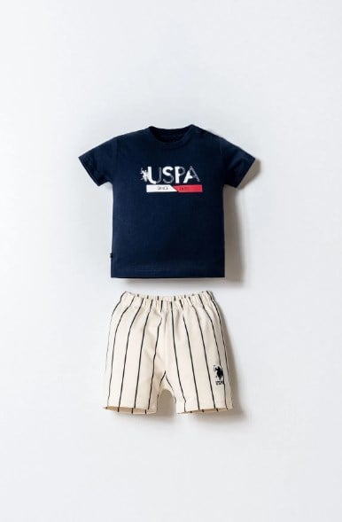 U.S. Polo Assn. Erkek Bebek Çizgili Şort Takım 6 Ay-3 Yaş LACİVERT
