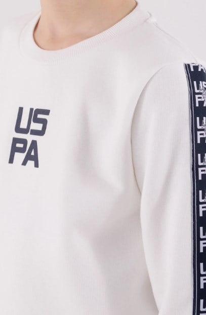 U.S. Polo Assn. Erkek Çocuk Kolları  Logolu Eşofman Takımı 8-15 Yaş BEYAZ
