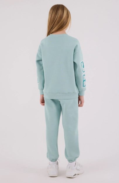U.S. Polo Assn. Kız Çocuk Pembe USPA 1890 Baskılı Sweatshirt Pantolon Eşofman Takımı SU YEŞİLİ