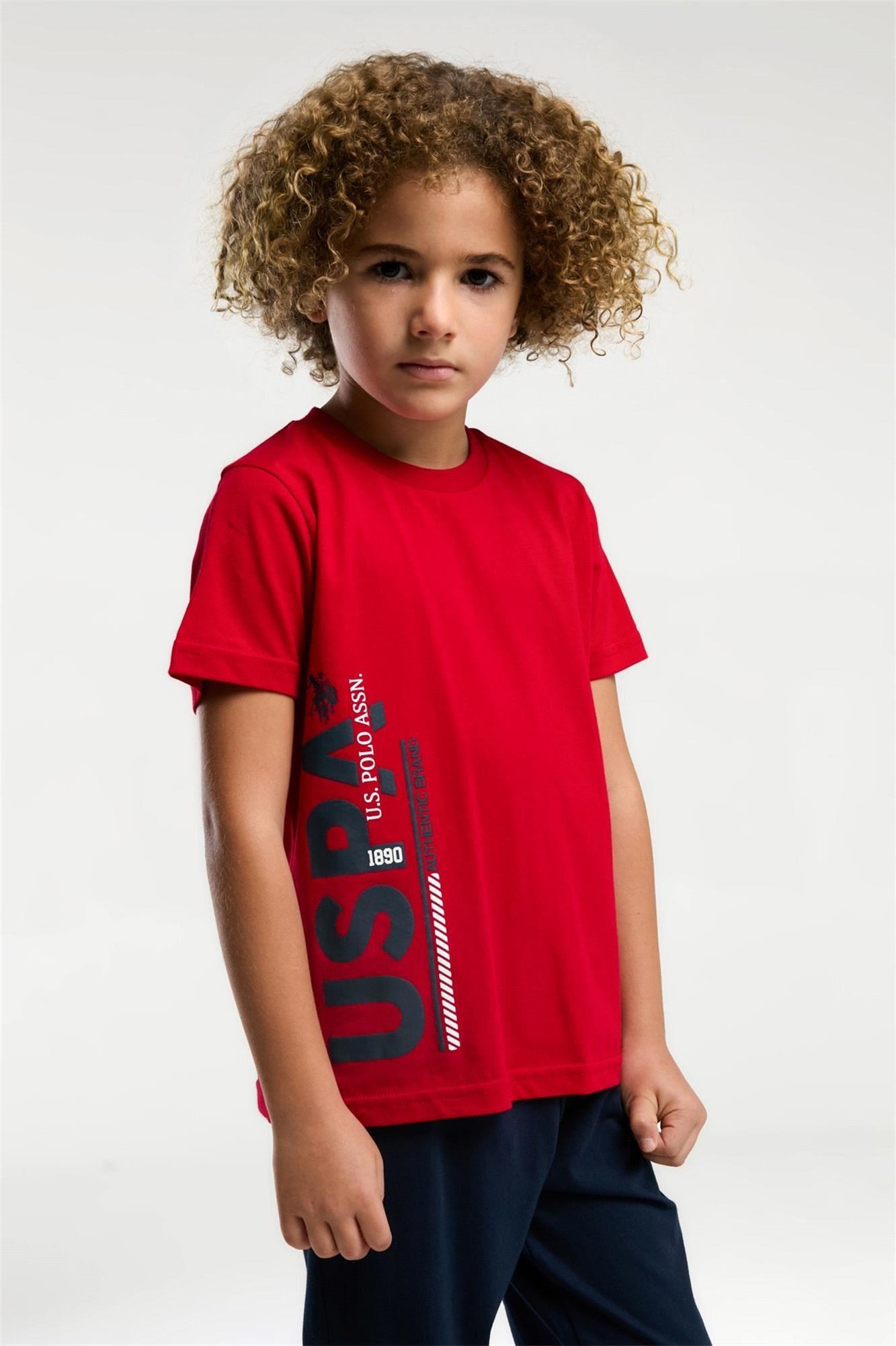 U.S. Polo Assn. Erkek Çocuk Tişört ve Eşofman Altı Pijama Takımı 8-15 Yaş KIRMIZI