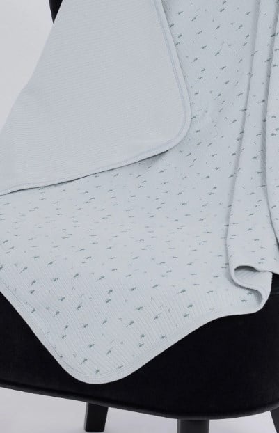 U.S. Polo Assn. %100 Pamuklu Baskılı Erkek Bebek Battaniyesi SU YEŞİLİ