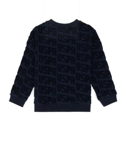U.S. Polo Assn. Kabartma Yazı Detaylı Çocuk Sweatshirt 4-12 Yaş LACİVERT