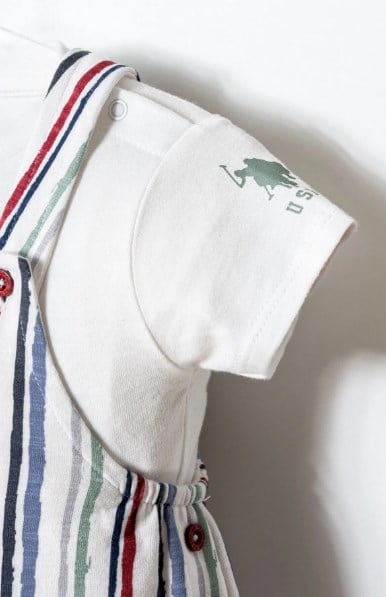 U.S. Polo Assn. Erkek Bebek Kısa Kollu Tişörtlü Şortlu Tulum 6 Ay-3 Yaş BEYAZ