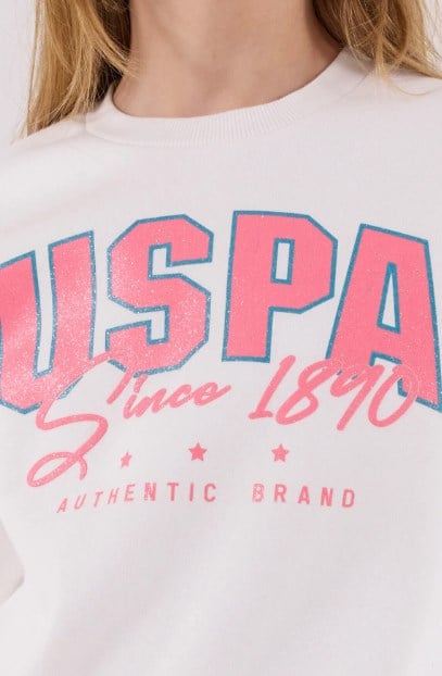 U.S. Polo Assn. Kız Çocuk Pigment Baskılı Eşofman Takımı 2-8 Yaş BEYAZ