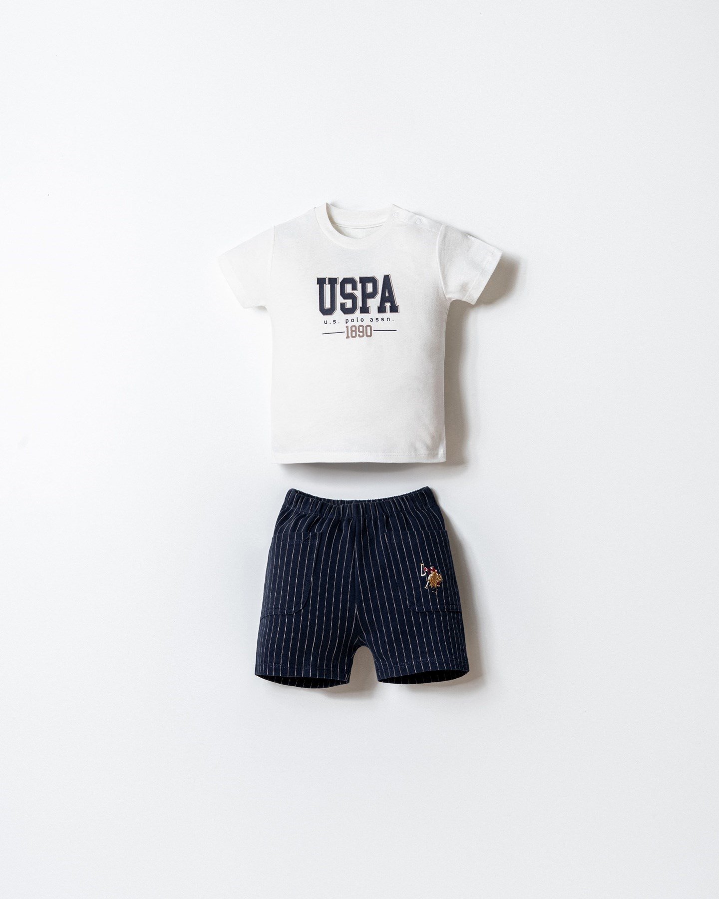 U.S. POLO ASSN. ERKEK BEBEK USB2923 ŞORTLU TAKIM BEYAZ