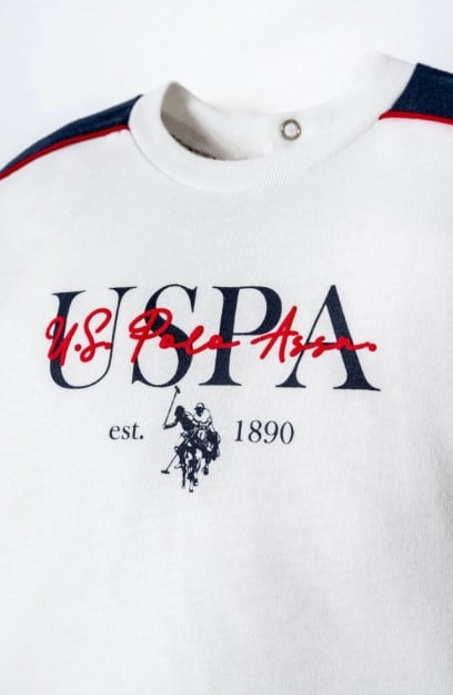U.S. Polo Assn. Erkek Bebek Lisanslı %100 Pamuklu Şort ve Tişört 2'li Takım 0-3 Yaş BEYAZ