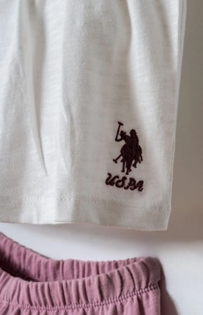 U.S. Polo Assn. Kız Bebek Lisanslı  Pamuklu 2'li Takım 0-3 Yaş BEYAZ - LİLA