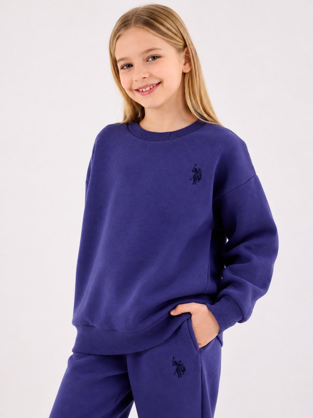 U.s.Polo.Assn Kız Çocuk Geniş Paça Pembe Sweatshirt Eşofman Takımı 4-8 Yaş İNDİGO