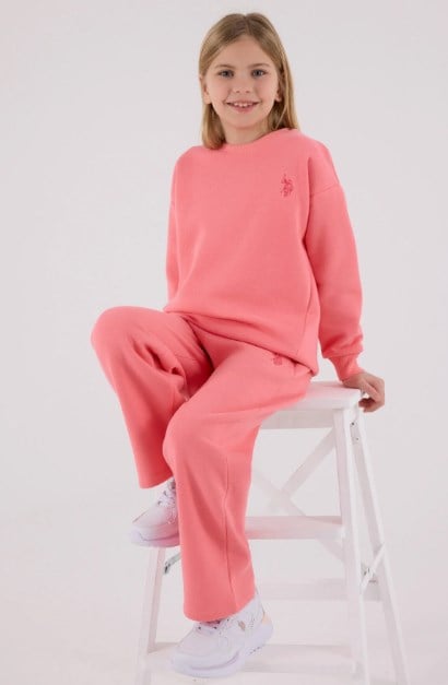 U.s.Polo.Assn Kız Çocuk Geniş Paça Pembe Sweatshirt Eşofman Takımı 4-8 Yaş ÇOK RENKLİ