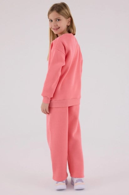 U.s.Polo.Assn Kız Çocuk Geniş Paça Pembe Sweatshirt Eşofman Takımı 4-8 Yaş ÇOK RENKLİ
