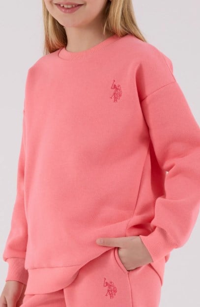 U.s.Polo.Assn Kız Çocuk Geniş Paça Pembe Sweatshirt Eşofman Takımı 4-8 Yaş ÇOK RENKLİ