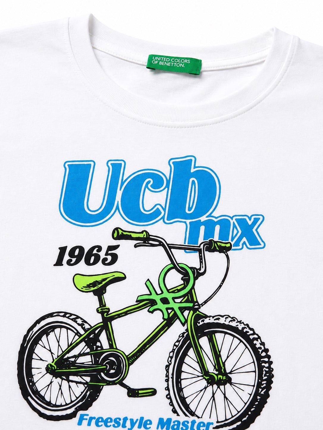 United Colors of Benetton Erkek Bebek Beyaz Grafik Bisiklet Baskılı Kısa Kollu T-Shirt 1-5 Yaş EKRU