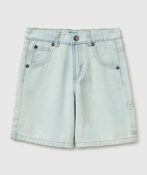 United Colors of Benetton Erkek Bebek  Bermuda Jean Şort 1-5 Yaş AÇIK MAVİ