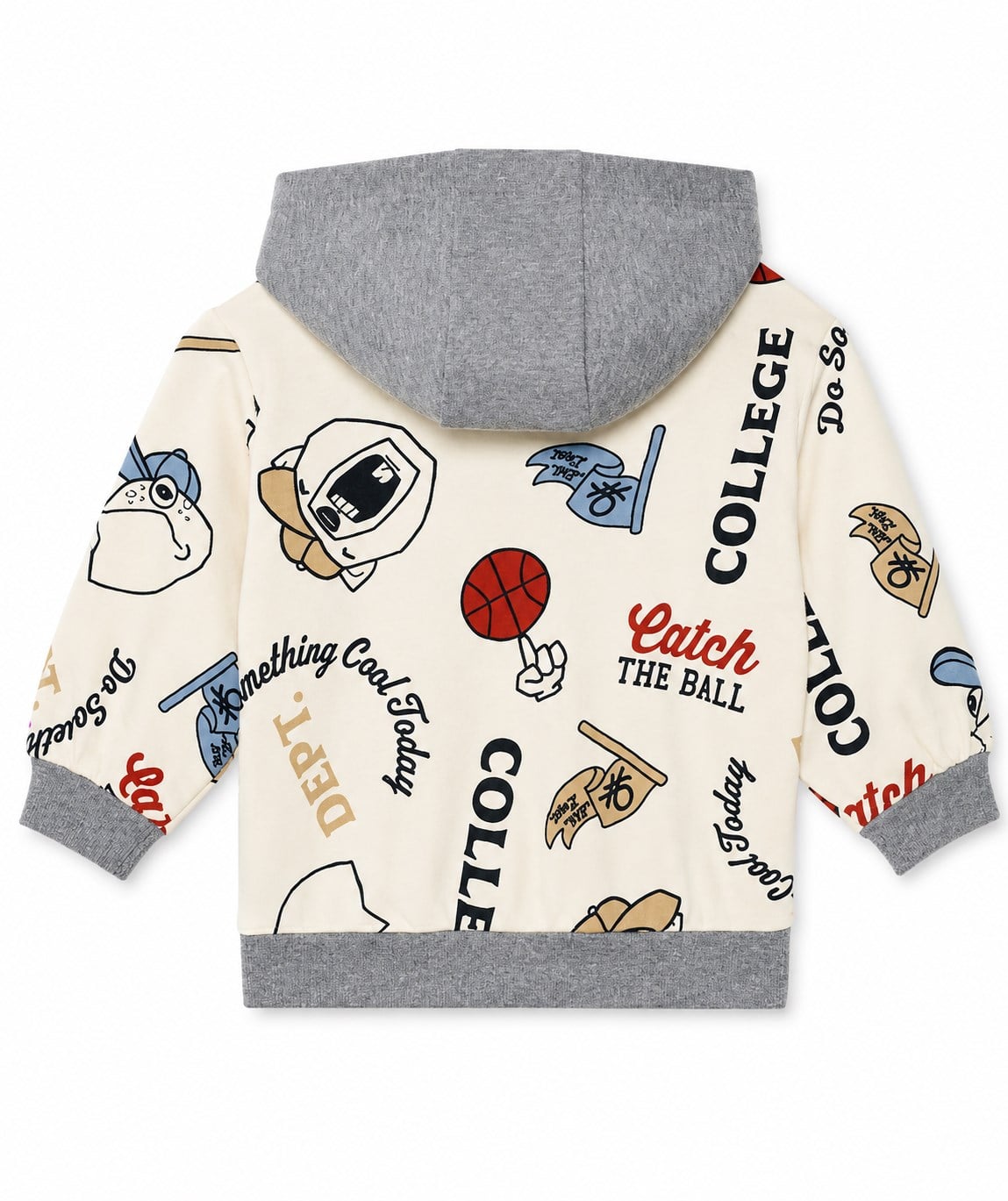 United Colors of Benetton Erkek Bebek Kolej Temalı Kapüşonlu Sweatshirt 1-6 Yaş ÇOK RENKLİ