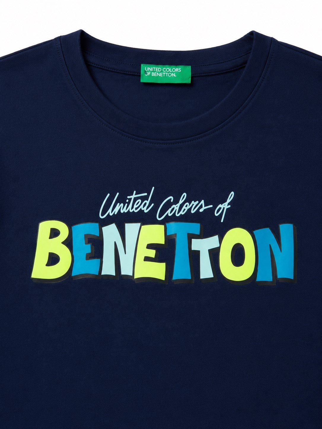 United Colors of Benetton Erkek Bebek Beyaz Grafik Bisiklet Baskılı Kısa Kollu T-Shirt 1-5 Yaş LACİVERT