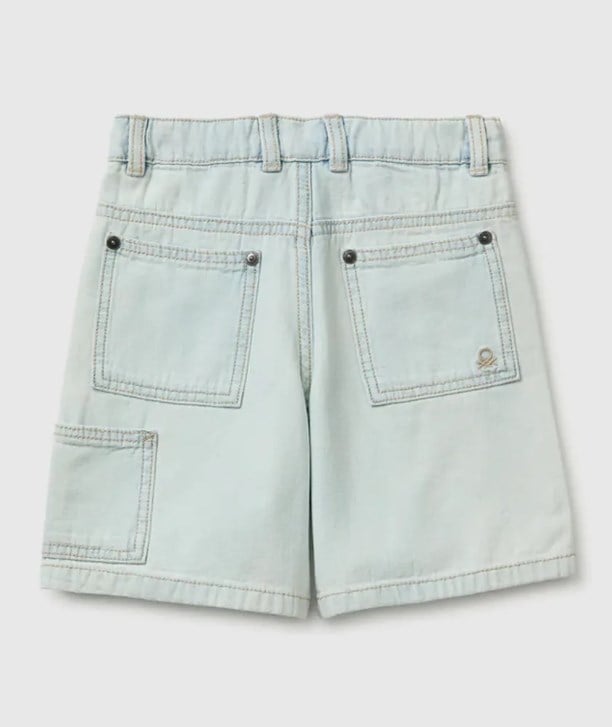United Colors of Benetton Erkek Bebek  Bermuda Jean Şort 1-5 Yaş AÇIK MAVİ
