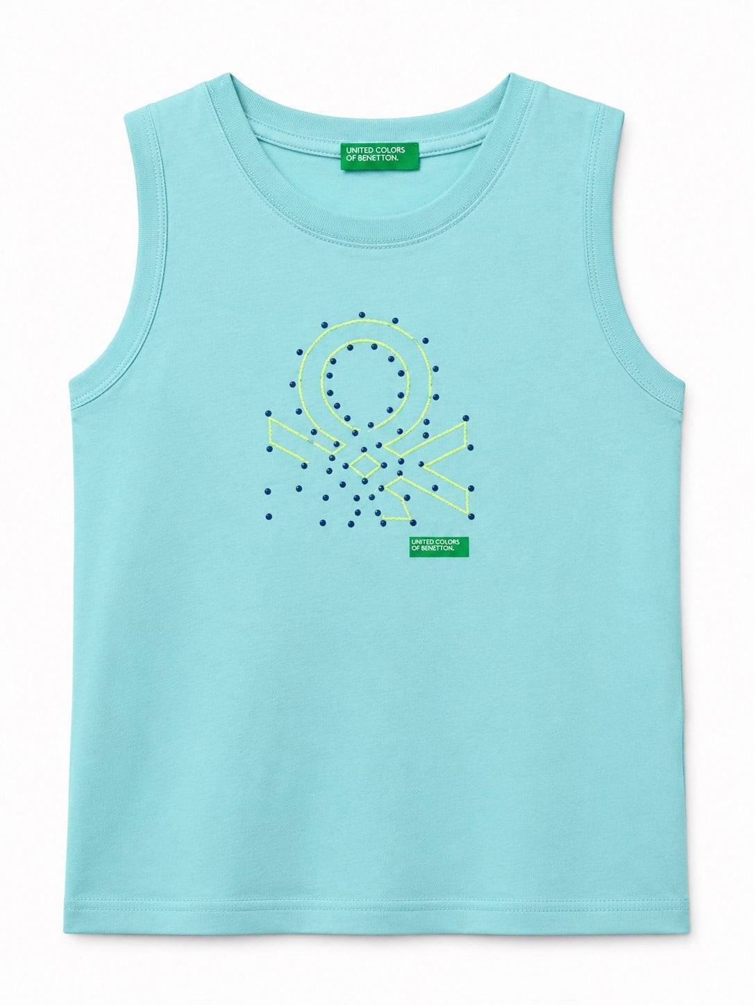 United Colors of Benetton Erkek Bebek Logo Baskılı Pamuklu Atlet 1-5 Yaş SU YEŞİLİ