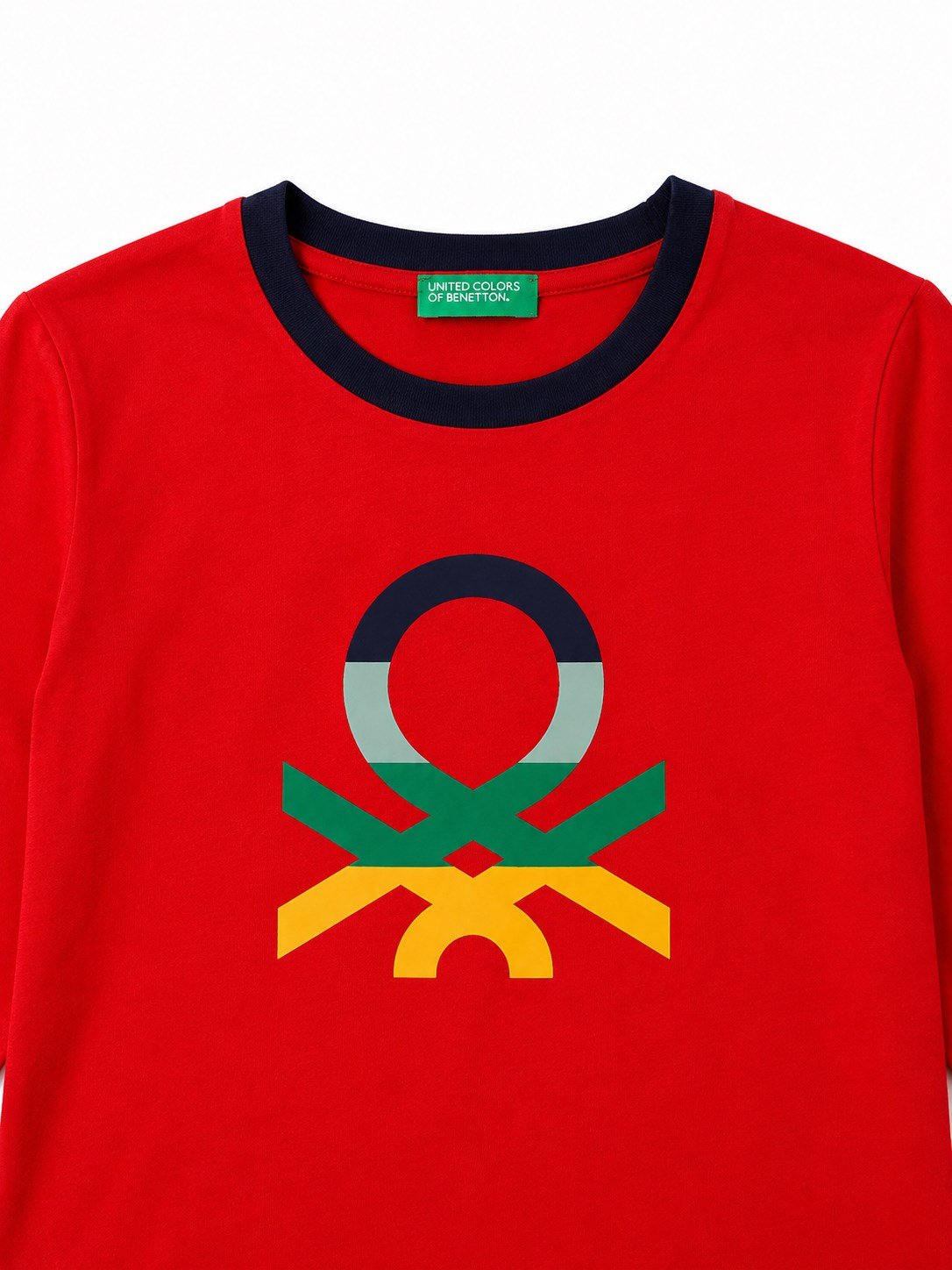 United Colors of Benetton Erkek Çocuk Logo Baskılı Bisiklet Yaka Uzun Kollu Tişört 6-14 Yaş KIRMIZI