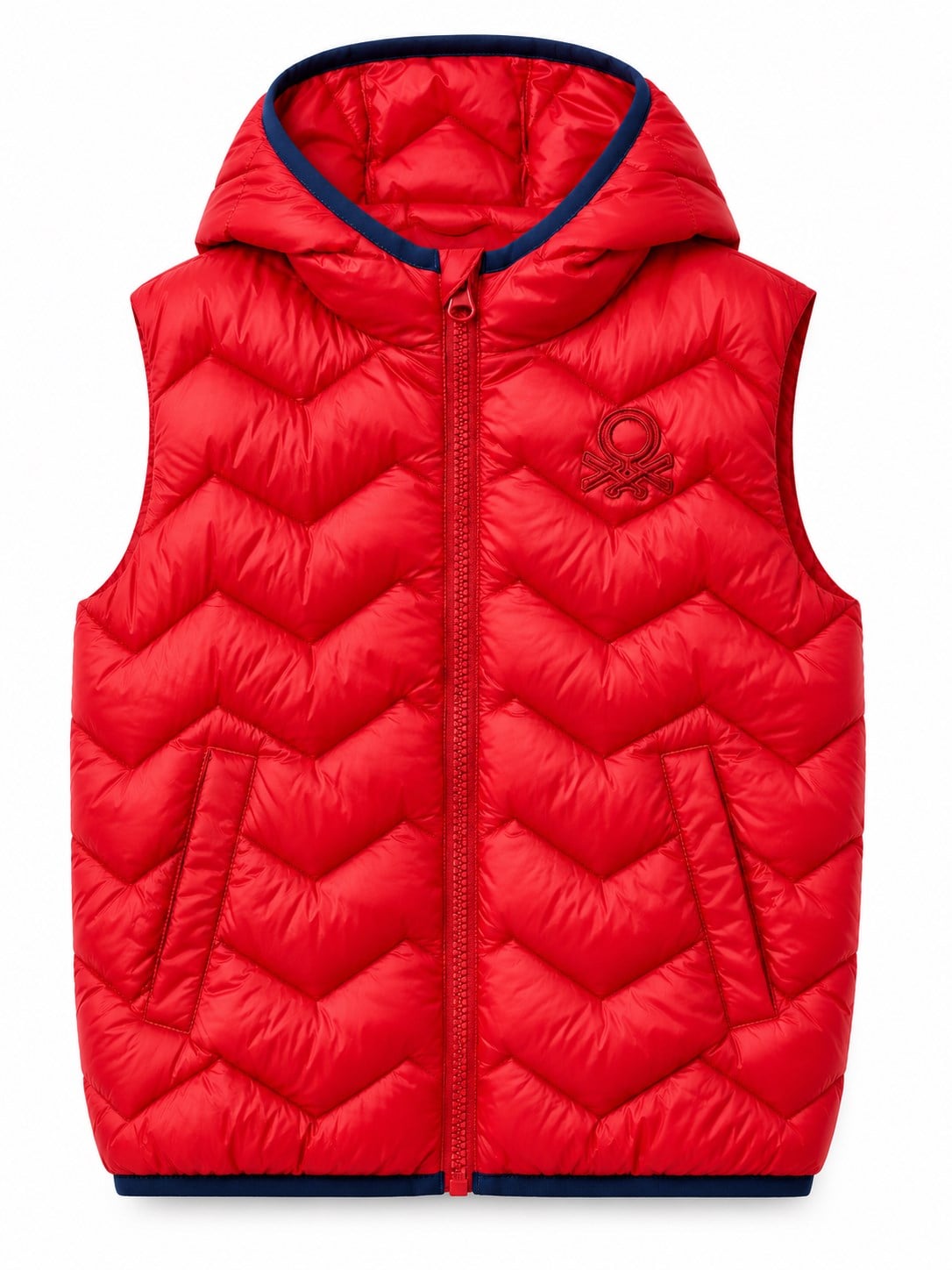 United Colors of Benetton Erkek Çocuk Logo Detaylı Kapüşonlu Şişme Yelek 1-6 Yaş KIRMIZI