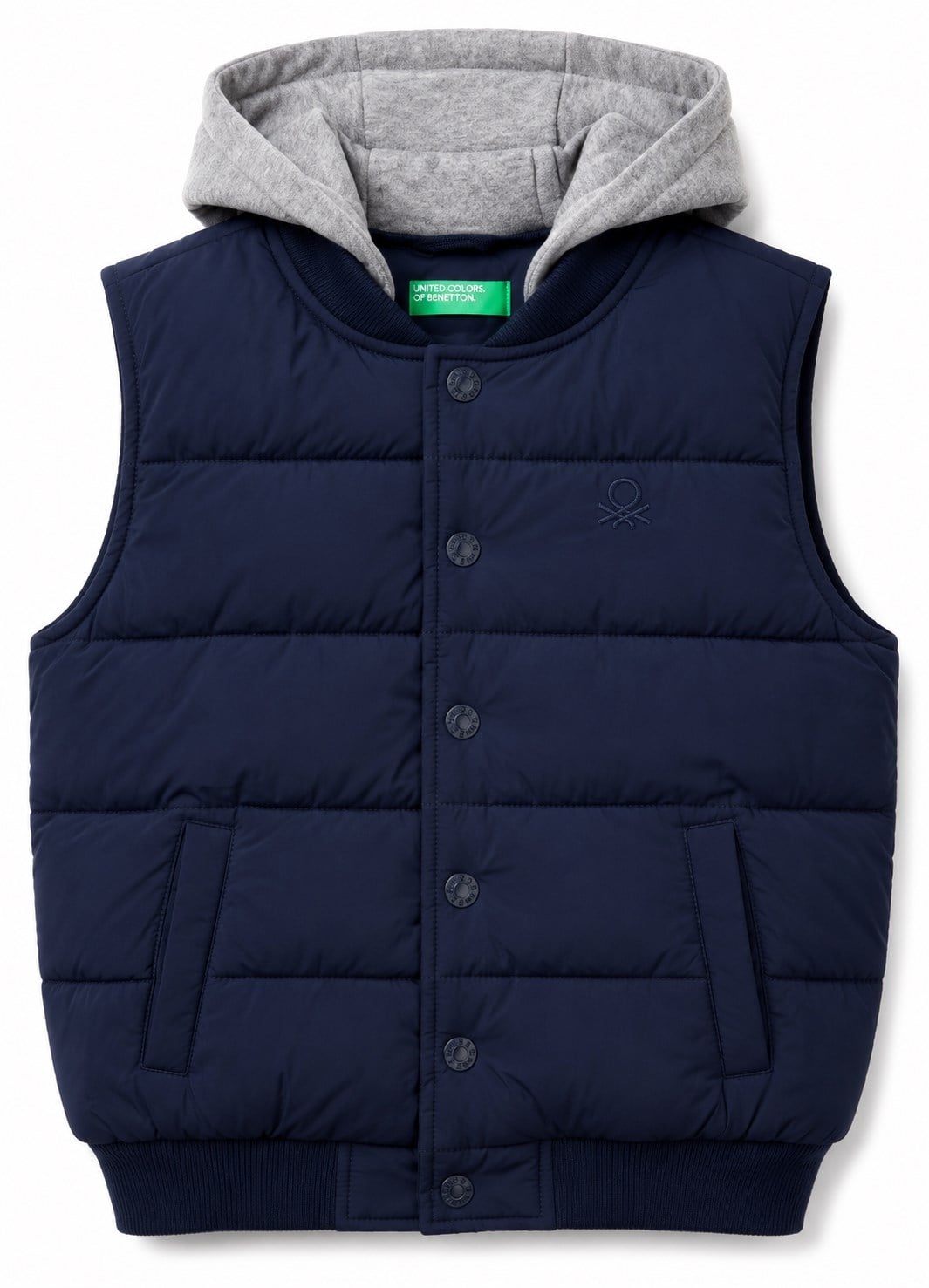 United Colors of Benetton Erkek Çocuk Kapüşonlu Şişme Yelek 6-14 Yaş LACİVERT