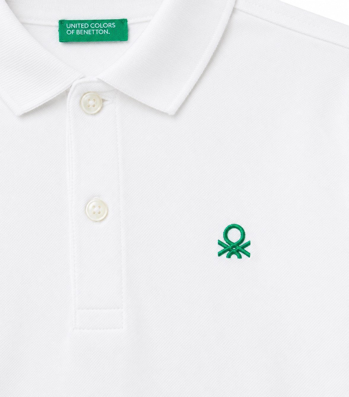 United Colors of Benetton Erkek Çocuk Logolu Uzun Kollu Polo Yaka Tişört 6-14 Yaş BEYAZ