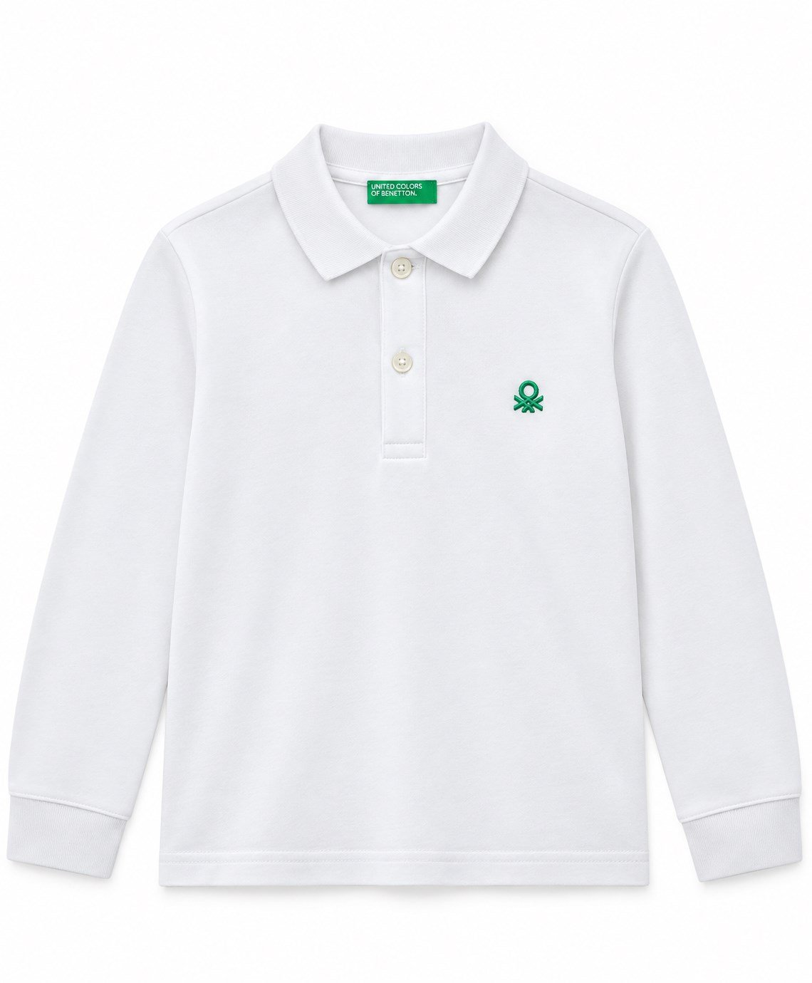 United Colors of Benetton Erkek Çocuk Logolu Uzun Kollu Polo Yaka Tişört 6-14 Yaş BEYAZ