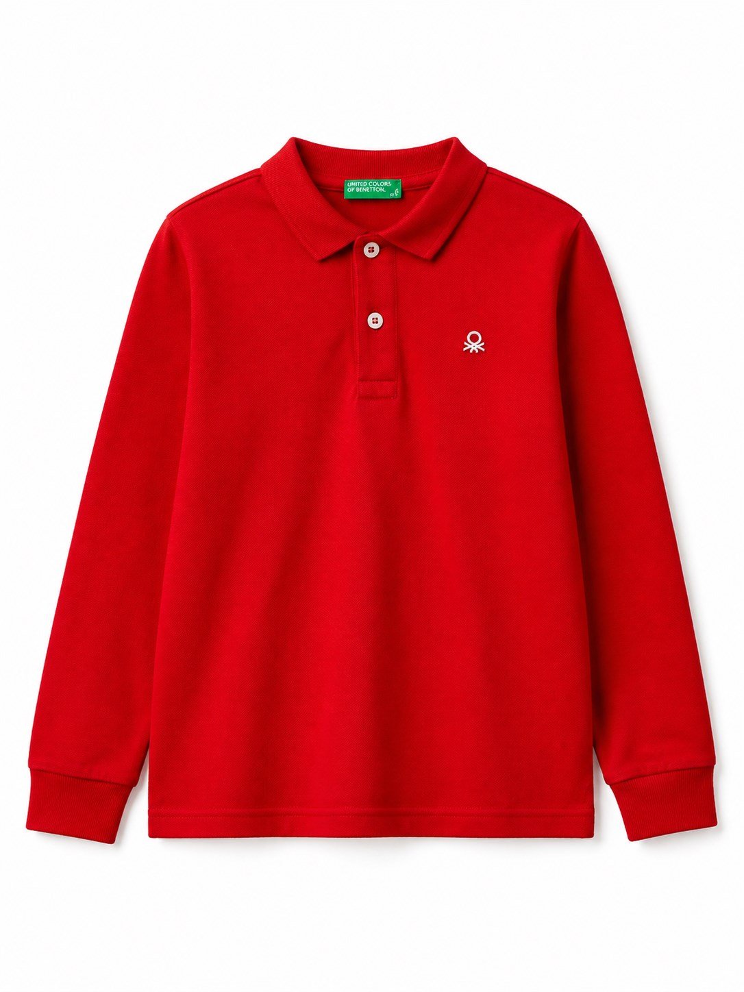United Colors of Benetton Erkek Çocuk Logolu Uzun Kollu Polo Yaka Tişört 6-14 Yaş KIRMIZI