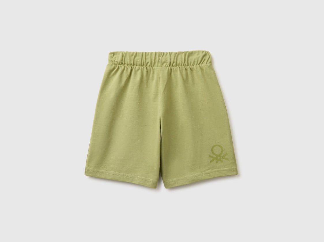 United Colors of Benetton Erkek Çocuk Bermuda Penye Şort 1-5 Yaş HAKİ
