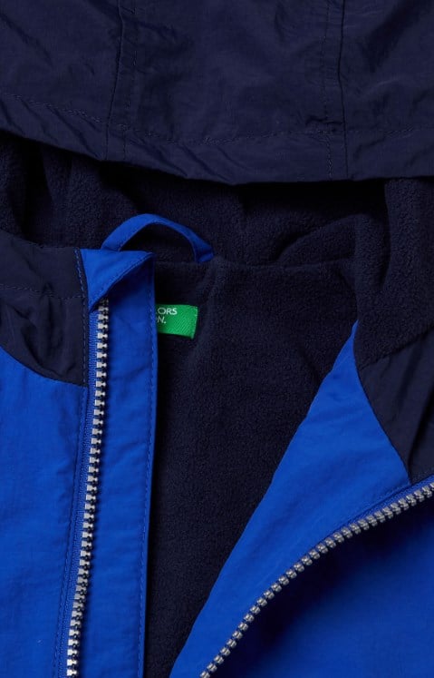 United Colors of Benetton Erkek Çocuk Koyu Mavi Fermuarlı Kapüşonlu Yağmurluk 1-6 Yaş LACİVERT