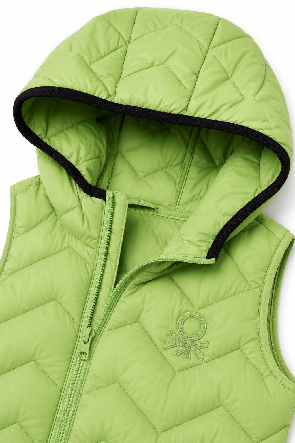 United Colors of Benetton Erkek Çocuk Logo Detaylı Kapüşonlu Şişme Yelek 1-6 Yaş AÇIK YEŞİL